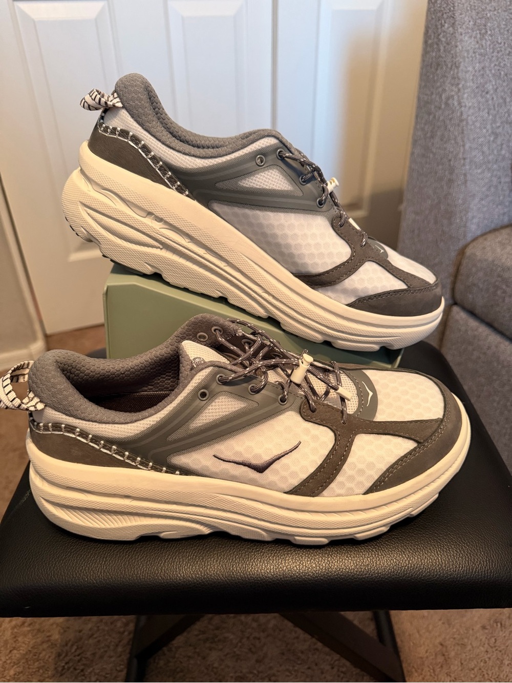 Hoka Bondi B3LS sneakers in the Alabaster/Astroid colorway